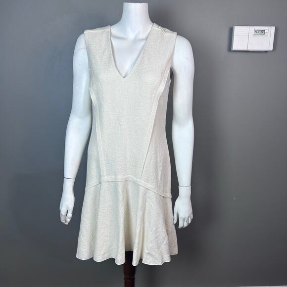 Ann Taylor dress size 4 felt boucle wool cream drop waist school girl minimalist - Picture 13 of 13